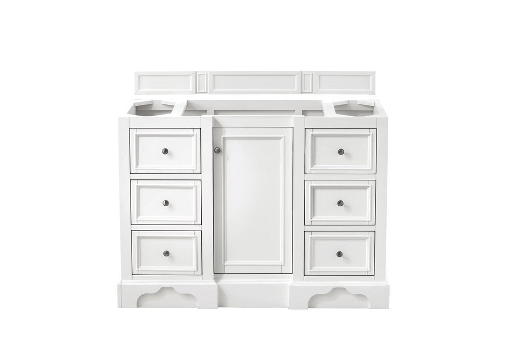 James Martin - De Soto 48" Single Vanity, Bright White w/ 3 CM Victorian Silver Silestone Top - 825-V48-BW-3VSL view 2