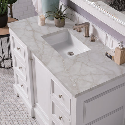 James Martin - De Soto 48" Single Vanity, Bright White w/ 3 CM Victorian Silver Silestone Top - 825-V48-BW-3VSL view 7