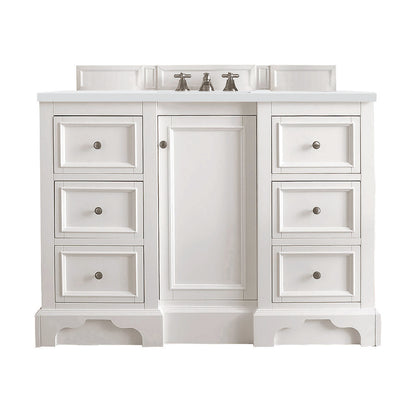 James Martin - De Soto 48" Single Vanity, Bright White w/ 3 CM White Zeus Silestone Top - 825-V48-BW-3WZ view 1