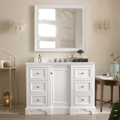James Martin - De Soto 48" Single Vanity, Bright White w/ 3 CM White Zeus Silestone Top - 825-V48-BW-3WZ view 3