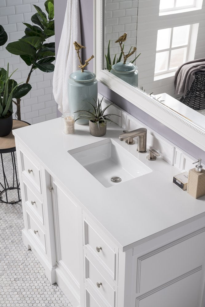 James Martin - De Soto 48" Single Vanity, Bright White w/ 3 CM White Zeus Silestone Top - 825-V48-BW-3WZ view 10