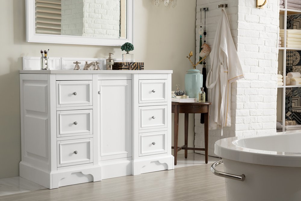 James Martin - De Soto 48" Single Vanity, Bright White w/ 3 CM White Zeus Silestone Top - 825-V48-BW-3WZ view 13