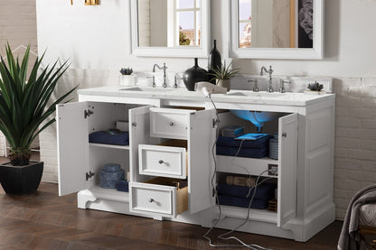 James Martin - De Soto 72" Double Vanity, Bright White w/ 3 CM Eternal Jasmine Pearl Silestone Top - 825-V72-BW-3EJP view 4