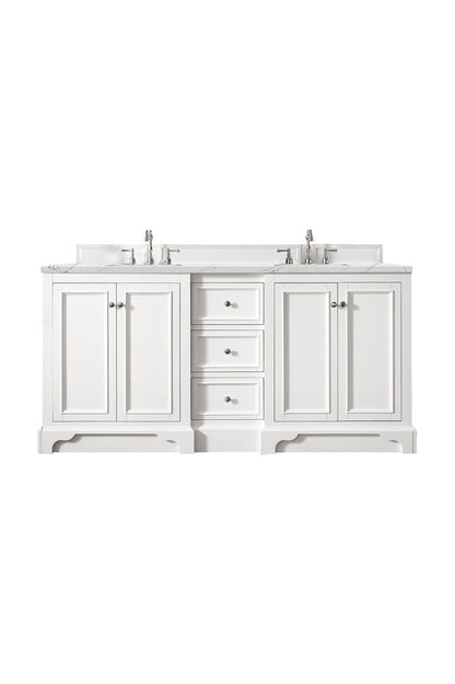 James Martin - De Soto 72" Double Vanity, Bright White w/ 3 CM Ethereal Noctis Silestone Top - 825-V72-BW-3ENC view 1