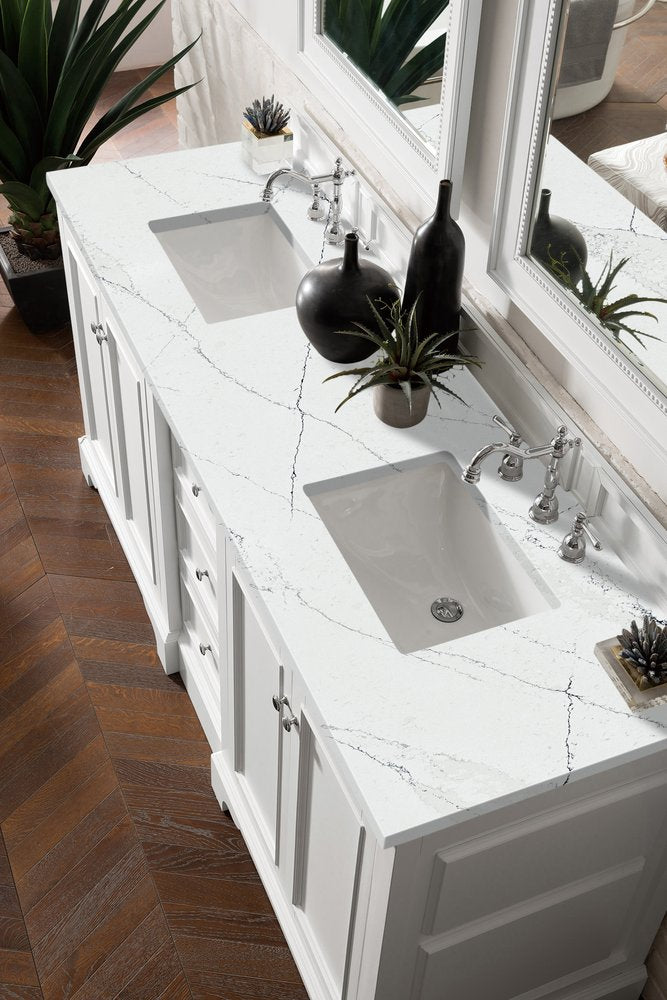 James Martin - De Soto 72" Double Vanity, Bright White w/ 3 CM Ethereal Noctis Silestone Top - 825-V72-BW-3ENC view 3