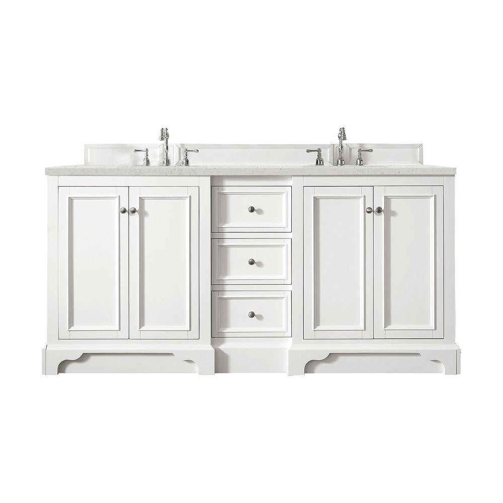 James Martin - De Soto 72" Double Vanity, Bright White w/ 3 CM Lime Delight Silestone Top - 825-V72-BW-3LDL view 1