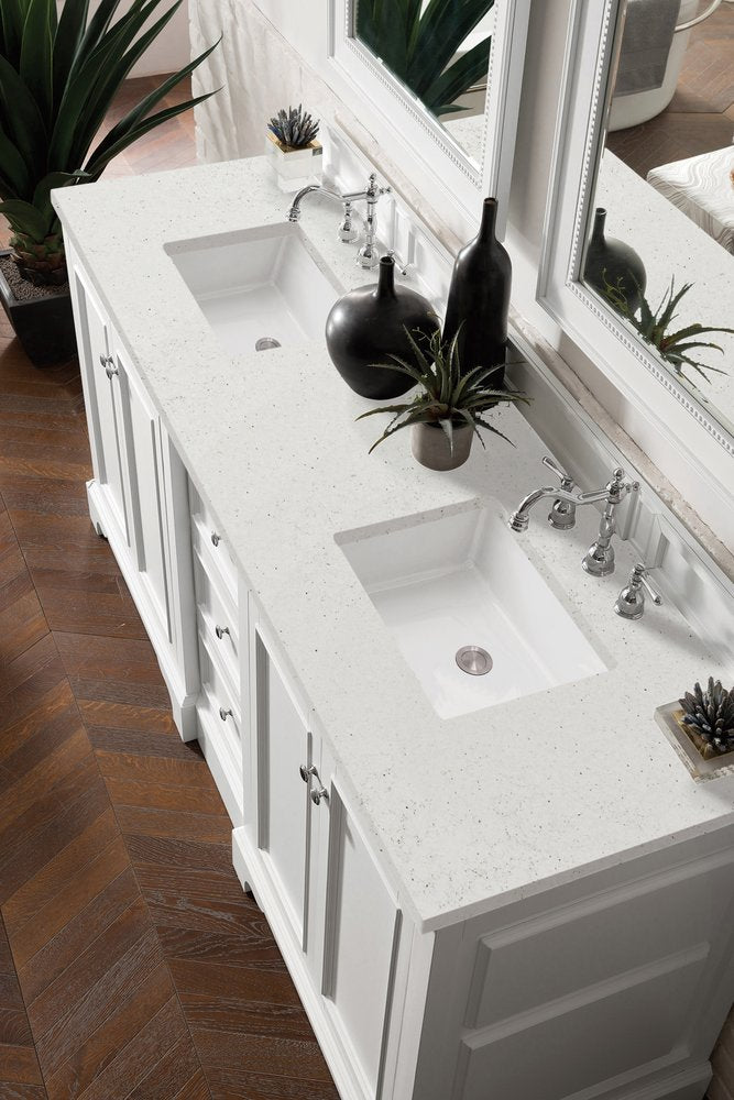 James Martin - De Soto 72" Double Vanity, Bright White w/ 3 CM Lime Delight Silestone Top - 825-V72-BW-3LDL view 5