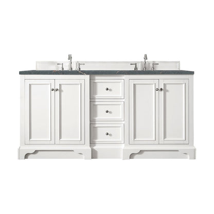 James Martin - De Soto 72" Double Vanity, Bright White w/ 3 CM Parisien Bleu Silestone Top - 825-V72-BW-3PBL view 1