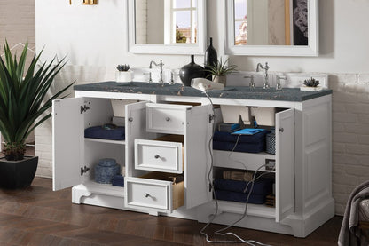 James Martin - De Soto 72" Double Vanity, Bright White w/ 3 CM Parisien Bleu Silestone Top - 825-V72-BW-3PBL view 4