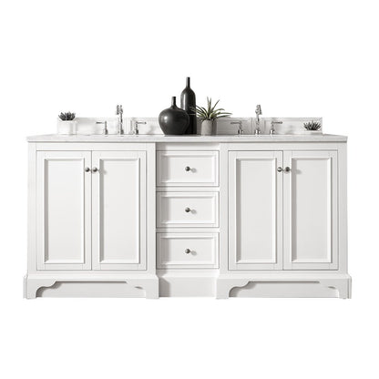 James Martin - De Soto 72" Double Vanity, Bright White w/ 3 CM White Zeus Silestone Top - 825-V72-BW-3WZ view 1