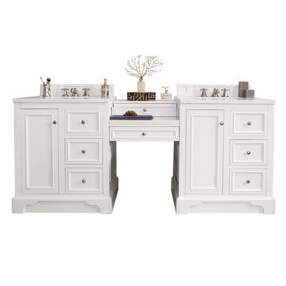 James Martin - De Soto 82" Double Vanity Set, Bright White w/ 3 CM White Zeus Silestone Top - 825-V82-BW-DU-WZ view 1