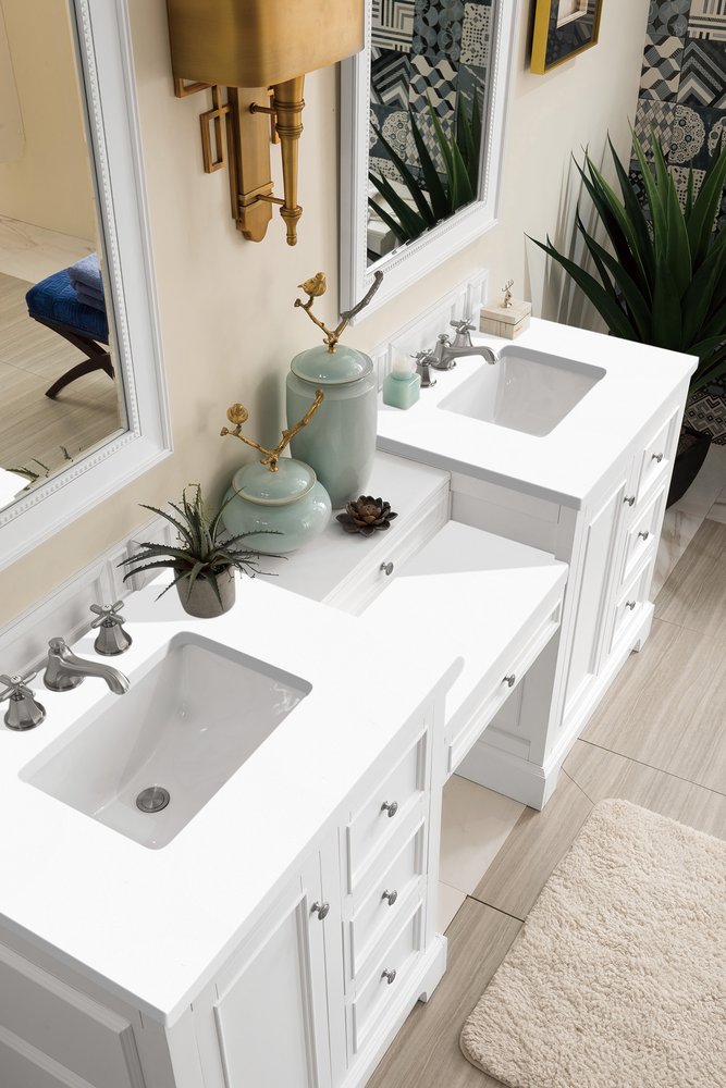 James Martin - De Soto 82" Double Vanity Set, Bright White w/ 3 CM White Zeus Silestone Top - 825-V82-BW-DU-WZ view 3