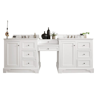 James Martin - De Soto 94" Double Vanity Set, Bright White w/ 3 CM White Zeus Silestone Top - 825-V94-BW-DU-WZ view 1