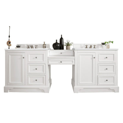 James Martin - De Soto 94" Double Vanity Set, Bright White w/ 3 CM White Zeus Silestone Top - 825-V94-BW-DU-WZ view 2