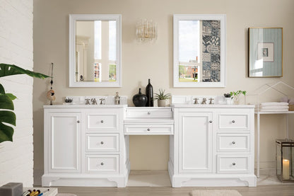 James Martin - De Soto 94" Double Vanity Set, Bright White w/ 3 CM White Zeus Silestone Top - 825-V94-BW-DU-WZ view 3