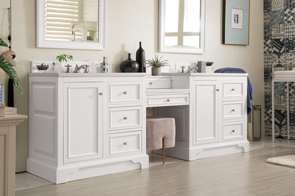 James Martin - De Soto 94" Double Vanity Set, Bright White w/ 3 CM White Zeus Silestone Top - 825-V94-BW-DU-WZ view 4