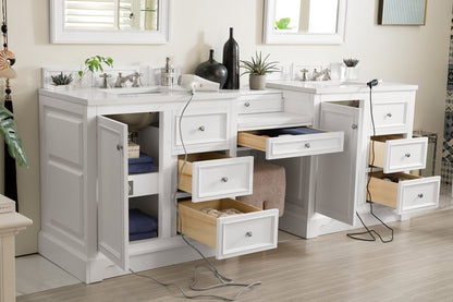 James Martin - De Soto 94" Double Vanity Set, Bright White w/ 3 CM White Zeus Silestone Top - 825-V94-BW-DU-WZ view 5