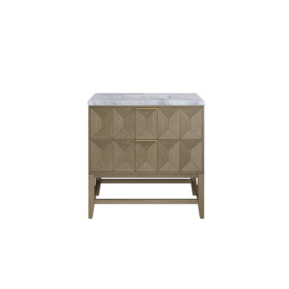 James Martin - Emmeline 36" Single Vanity, Pebble Oak w/ 3 CM Carrara Marble Top - D100-V36-PBO-3CAR view 1