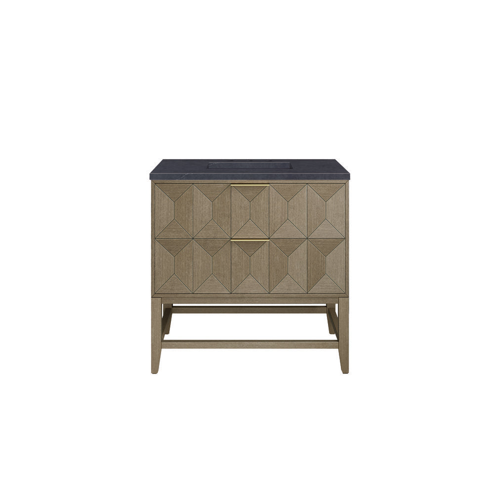 James Martin - Emmeline 36" Single Vanity, Pebble Oak w/ 3 CM Charcoal Soapstone Top - D100-V36-PBO-3CSP view 1