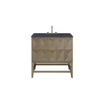 James Martin - Emmeline 36" Single Vanity, Pebble Oak w/ 3 CM Charcoal Soapstone Top - D100-V36-PBO-3CSP view 2