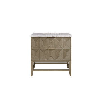 James Martin - Emmeline 36" Single Vanity, Pebble Oak w/ 3 CM Eternal Jasmine Pearl Top - D100-V36-PBO-3EJP view 1