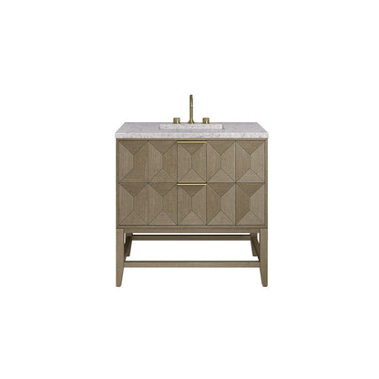 James Martin - Emmeline 36" Single Vanity, Pebble Oak w/ 3 CM Eternal Jasmine Pearl Top - D100-V36-PBO-3EJP view 2