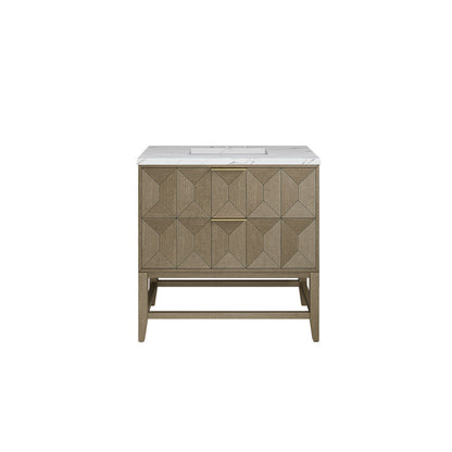 James Martin - Emmeline 36" Single Vanity, Pebble Oak w/ 3 CM Ethereal Noctis Top - D100-V36-PBO-3ENC view 1