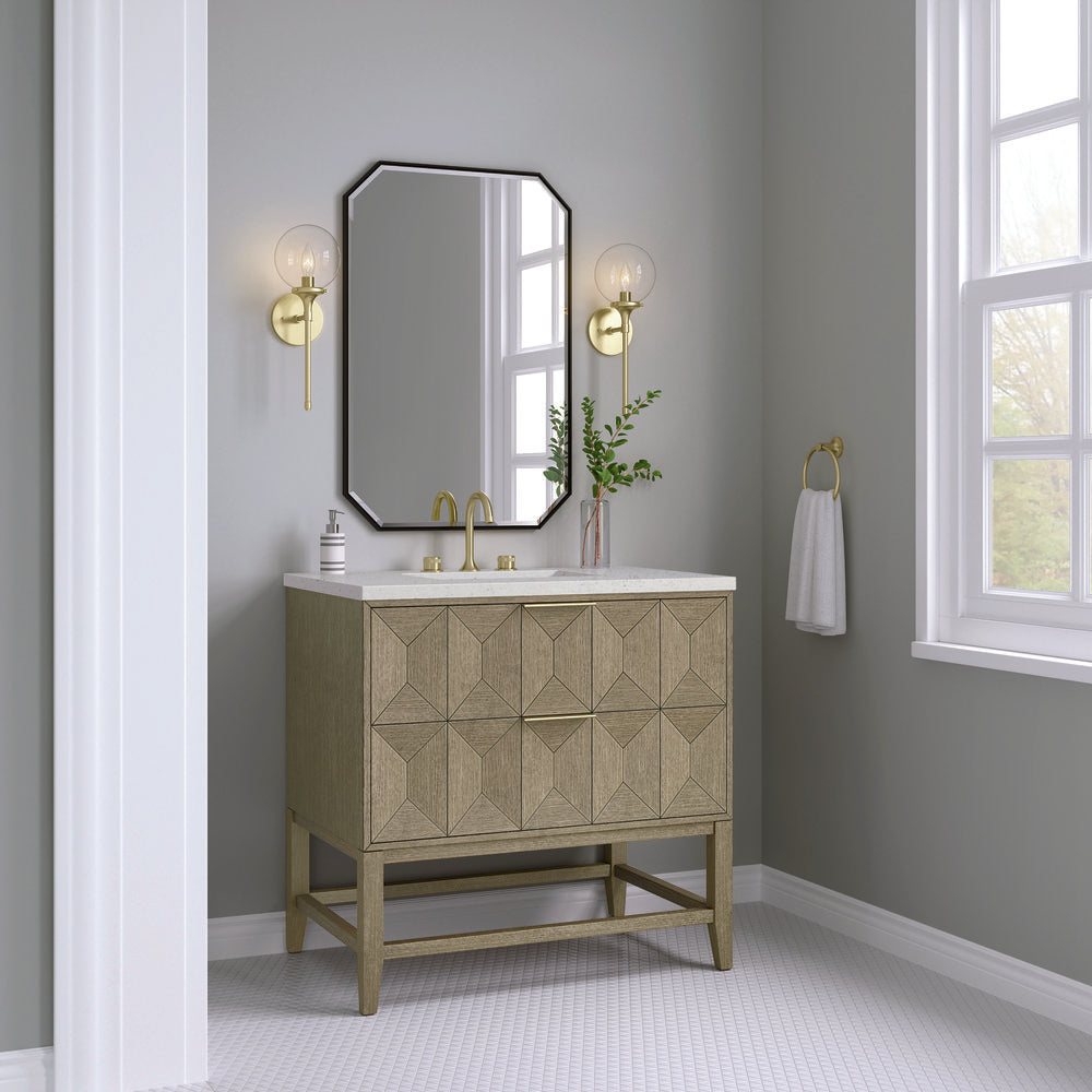 James Martin - Emmeline 36" Single Vanity, Pebble Oak w/ 3 CM Lime Delight Top - D100-V36-PBO-3LDL view 3