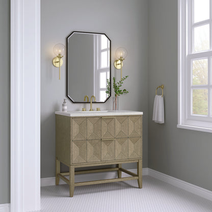 James Martin - Emmeline 36" Single Vanity, Pebble Oak w/ 3 CM Lime Delight Top - D100-V36-PBO-3LDL view 3