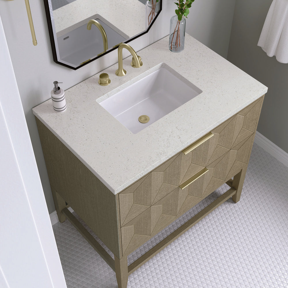 James Martin - Emmeline 36" Single Vanity, Pebble Oak w/ 3 CM Lime Delight Top - D100-V36-PBO-3LDL view 4