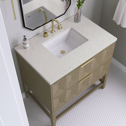 James Martin - Emmeline 36" Single Vanity, Pebble Oak w/ 3 CM Lime Delight Top - D100-V36-PBO-3LDL view 4