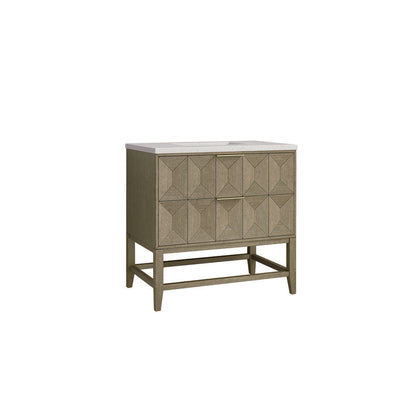 James Martin - Emmeline 36" Single Vanity, Pebble Oak w/ 3 CM Lime Delight Top - D100-V36-PBO-3LDL view 5