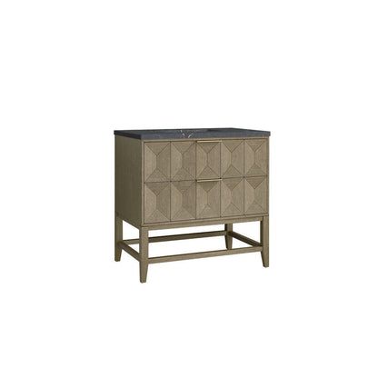 James Martin - Emmeline 36" Single Vanity, Pebble Oak w/ 3 CM Parisien Bleu Top - D100-V36-PBO-3PBL view 5