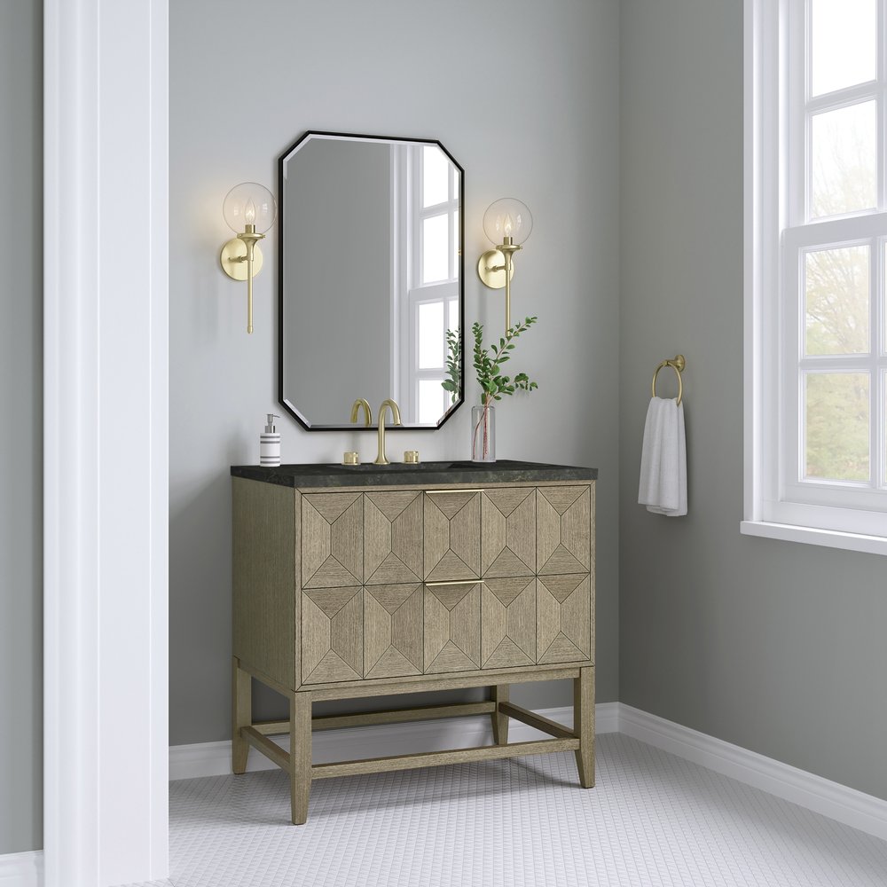 James Martin - Emmeline 36" Single Vanity, Pebble Oak, w/ 3 CM Phantome Eclos Top - D100-V36-PBO-3PHT view 3
