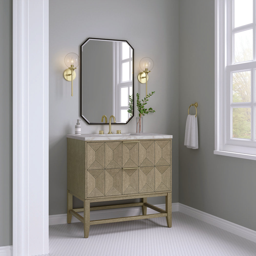James Martin - Emmeline 36" Single Vanity, Pebble Oak w/ 3 CM Victorian Silver Top - D100-V36-PBO-3VSL view 3