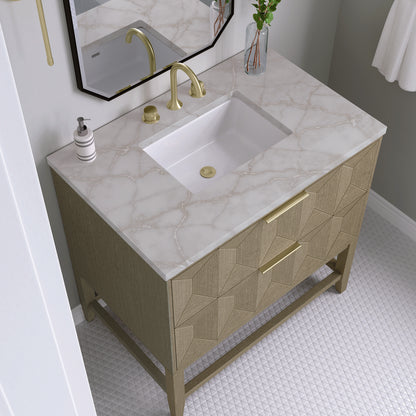 James Martin - Emmeline 36" Single Vanity, Pebble Oak w/ 3 CM Victorian Silver Top - D100-V36-PBO-3VSL view 4
