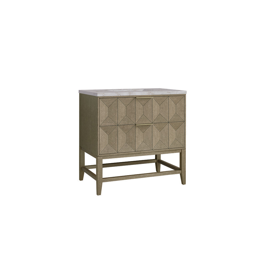 James Martin - Emmeline 36" Single Vanity, Pebble Oak w/ 3 CM Victorian Silver Top - D100-V36-PBO-3VSL view 5