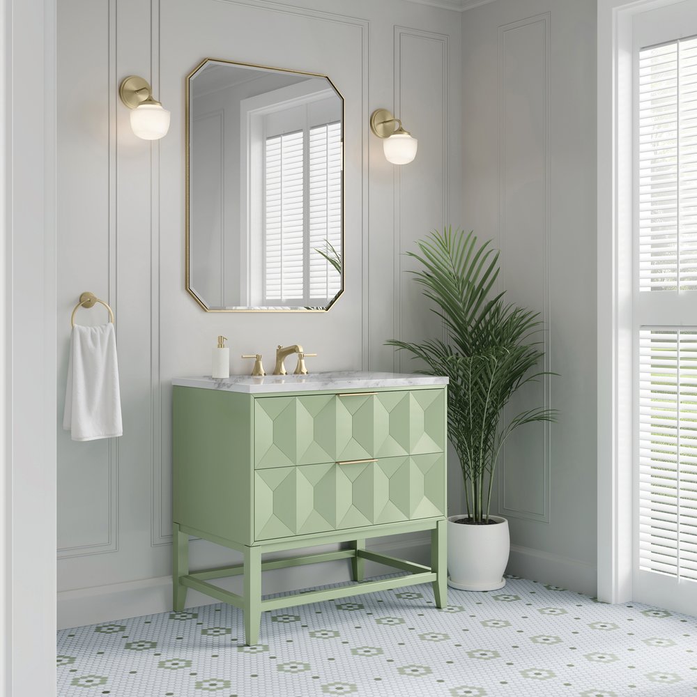 James Martin - Emmeline 36" Single Vanity, Pistachio w/ 3 CM Carrara Marble Top - D100-V36-PST-3CAR view 4
