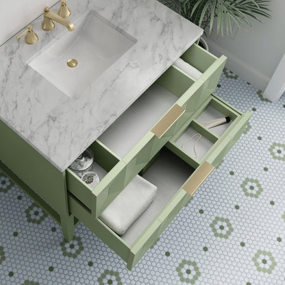 James Martin - Emmeline 36" Single Vanity, Pistachio w/ 3 CM Carrara Marble Top - D100-V36-PST-3CAR view 12