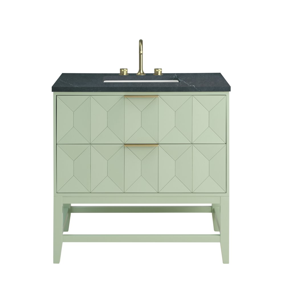 James Martin - Emmeline 36" Single Vanity, Pistachio w/ 3 CM Charcoal Soapstone Top - D100-V36-PST-3CSP view 1