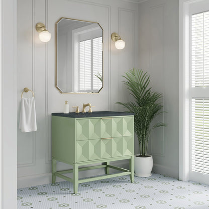 James Martin - Emmeline 36" Single Vanity, Pistachio w/ 3 CM Charcoal Soapstone Top - D100-V36-PST-3CSP view 4