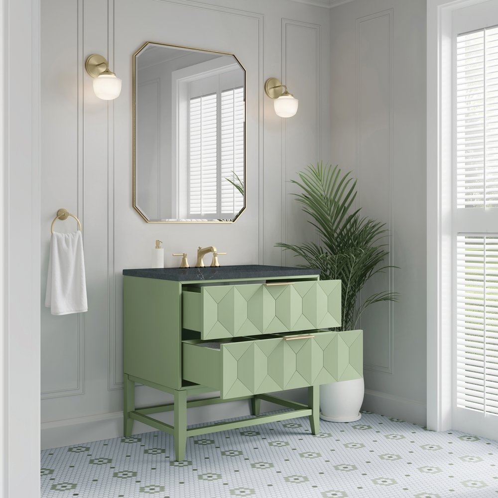 James Martin - Emmeline 36" Single Vanity, Pistachio w/ 3 CM Charcoal Soapstone Top - D100-V36-PST-3CSP view 5