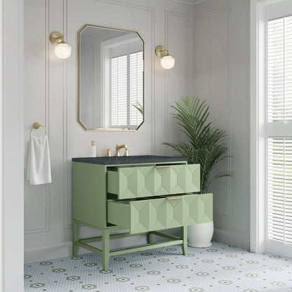 James Martin - Emmeline 36" Single Vanity, Pistachio w/ 3 CM Charcoal Soapstone Top - D100-V36-PST-3CSP view 5