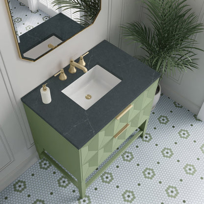 James Martin - Emmeline 36" Single Vanity, Pistachio w/ 3 CM Charcoal Soapstone Top - D100-V36-PST-3CSP view 7