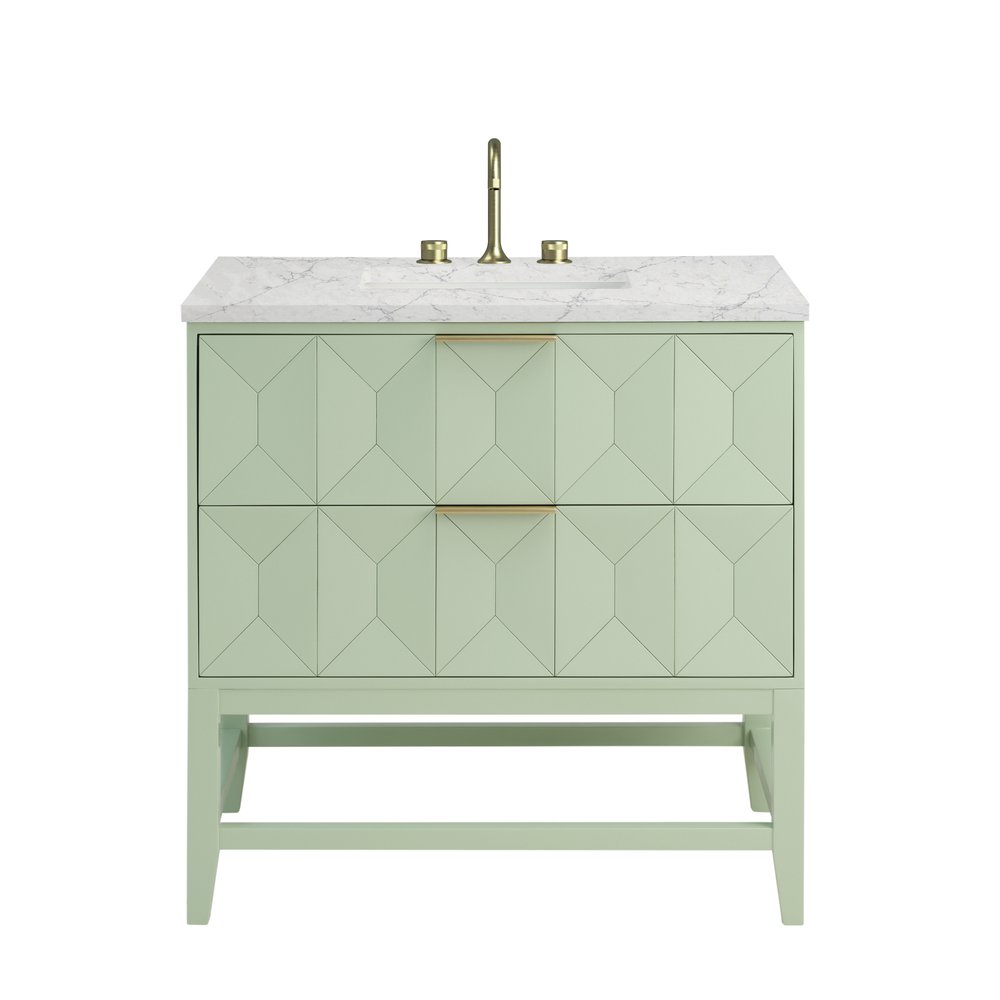 James Martin - Emmeline 36" Single Vanity, Pistachio w/ 3 CM Eternal Jasmine Pearl Top - D100-V36-PST-3EJP view 1