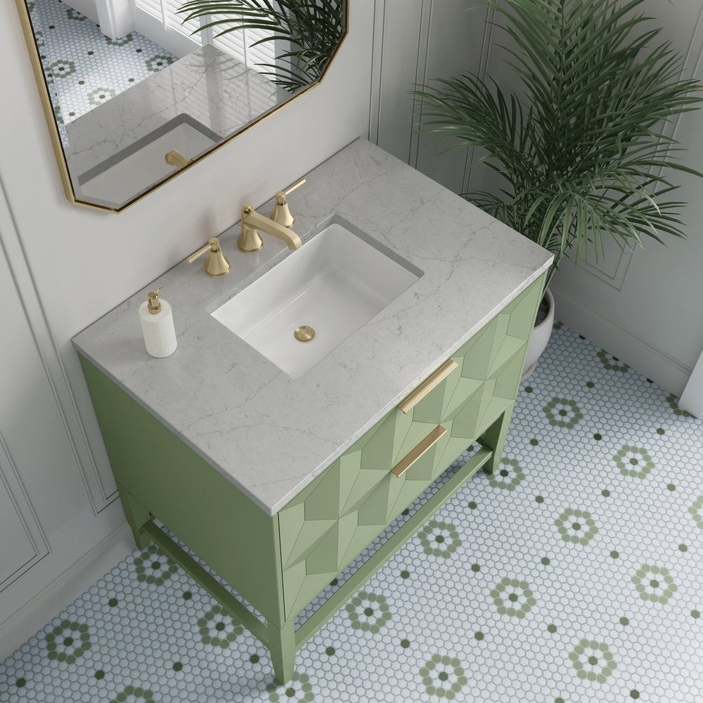 James Martin - Emmeline 36" Single Vanity, Pistachio w/ 3 CM Eternal Jasmine Pearl Top - D100-V36-PST-3EJP view 6