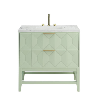 James Martin - Emmeline 36" Single Vanity, Pistachio w/ 3 CM Ethereal Noctis Top - D100-V36-PST-3ENC view 1