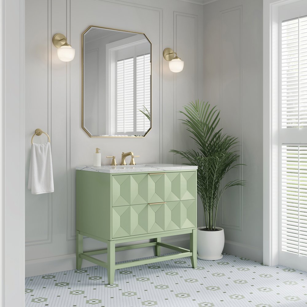 James Martin - Emmeline 36" Single Vanity, Pistachio w/ 3 CM Ethereal Noctis Top - D100-V36-PST-3ENC view 4