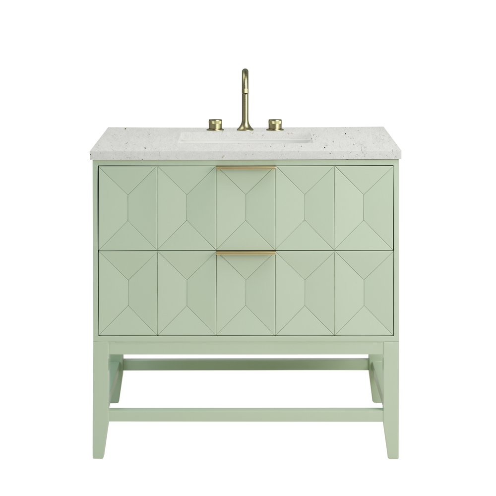 James Martin - Emmeline 36" Single Vanity, Pistachio w/ 3 CM Lime Delight Top - D100-V36-PST-3LDL view 1