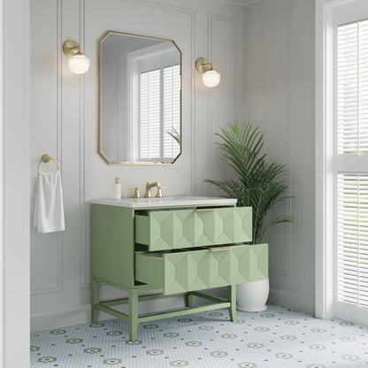 James Martin - Emmeline 36" Single Vanity, Pistachio w/ 3 CM Lime Delight Top - D100-V36-PST-3LDL view 5